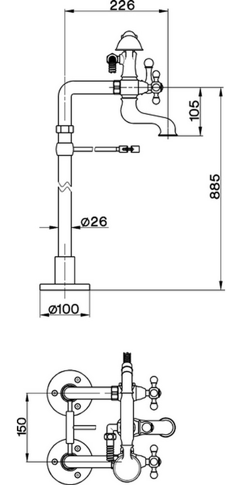 Cisal Arcana Ceramic Смеситель для ванны напольный  с душевым набором, цвет: chrome AC00420021