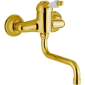 Cisal Arcana Empress Смеситель для кухни настенный с неповоротным изливом, цвет: 24k gold EM00040024