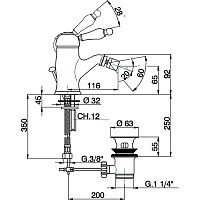 Cisal Arcana Empress Смеситель для биде, с донным клапаном, длина излива 11,6 см, цвет: 24k gold EM00055024