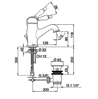 Cisal Arcana Empress Смеситель для раковины, с д/к, длина излива 12,8 см, цвет: antique bronze EM00051027