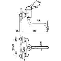 Cisal Arcana Royal Смеситель для кухни настенный с неповоротным изливом, цвет: chrome AY00040021