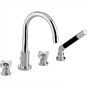 Cisal Barcelona Смеситель на борт ванны, с ручным душем, на 4 отверстия, цвет: chrome BA00026021