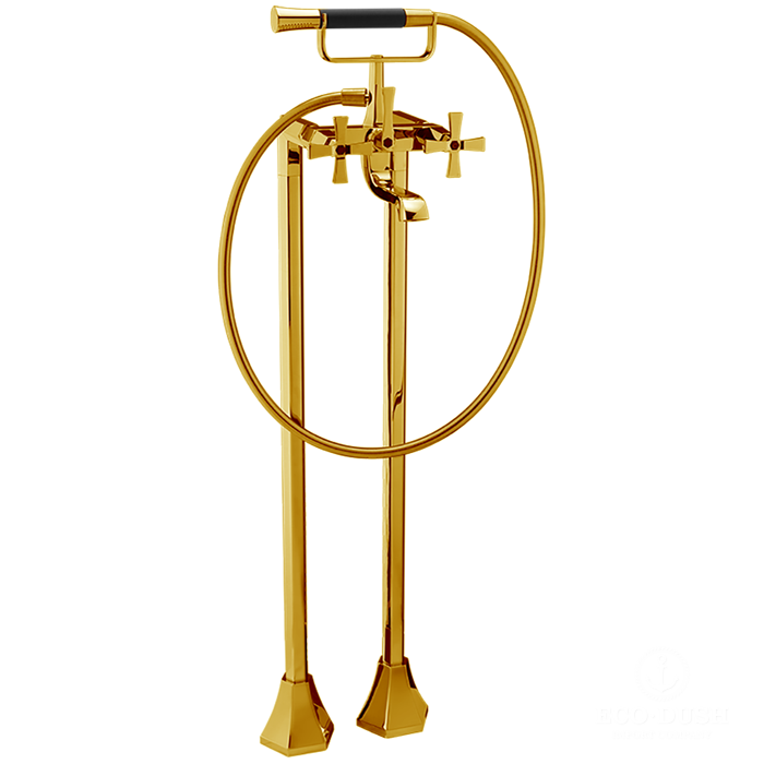 Cisal Cherie Смеситель для ванны напольный с душевым набором, цвет: gold/night black CX0042007C
