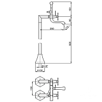 Cisal Cherie Смеситель для ванны напольный с душевым набором, цвет: gold/night black CX0042007C