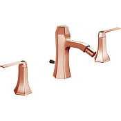 Cisal Cherie Смеситель для биде на 3 отверстия, с д/к, излив 10,9 см, цвет: rose gold/night black CF0012207E
