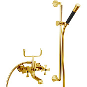 Cisal Cherie Смеситель для ванны накладной, с душевым комплектом, цвет: gold/night black CX0000607C