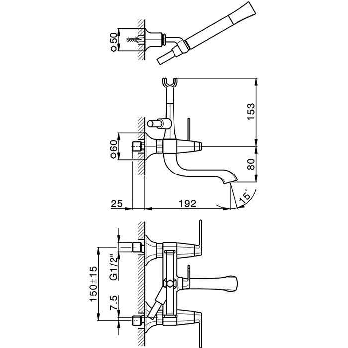 Cisal Cherie Смеситель для ванны накладной, с душевым комплектом, цвет: rose gold/night black CF0001207E