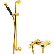 Cisal Cherie Смеситель для ванны накладной, с душевым комплектом, цвет: gold/night black CH0000647C