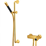 Cisal Cherie Смеситель для душа накладной, с душевым комплектом, цвет: gold/night black CH0004647C