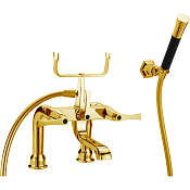 Cisal Cherie Смеситель на борт ванны, с ручным душем, на 2 отверстия, цвет: gold/night black CF0000907C