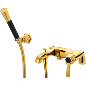 Cisal Cherie Смеситель на борт ванны, с ручным душем, на 2 отверстия, цвет: gold/night black CH0000947C