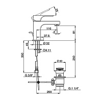Cisal Cubic Смеситель для раковины, с донным клапаном, длина излива 11 см, цвет: chrome CU00051121