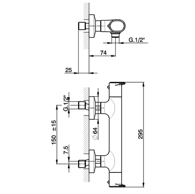 Cisal LineaViva Смеситель термостатический для душа накладной, цвет: chrome LVT0101021