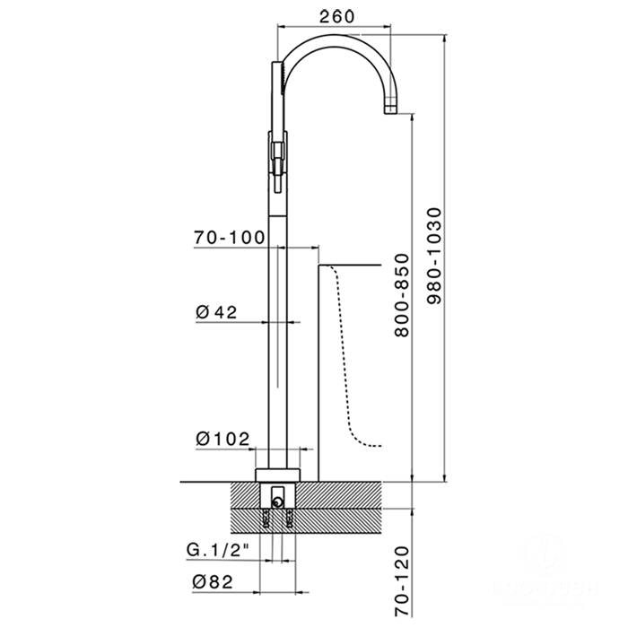 Cisal Slim Смеситель для ванны напольный с душевым набором, цвет: chrome SM01420021