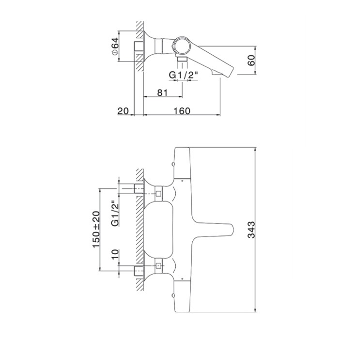 Cisal Vita Cмеситель термостатический для ванны, цвет: chrome VIT2101021