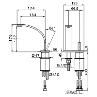 Cisal Wave Смеситель для раковины, без донного клапана, длина излива 15,4 см, цвет: chrome WA00652021