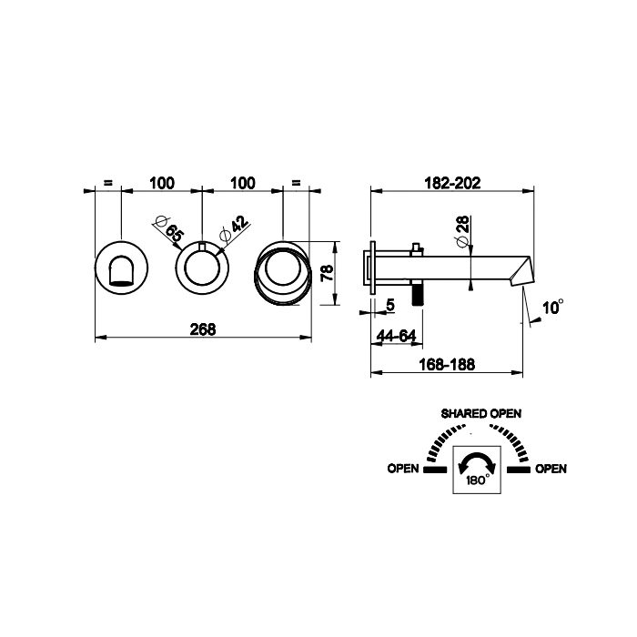 Gessi Anello Смеситель для ванны встраиваемый,2 потребителя,излив 19 см, внешняя часть, цвет: chrome 63342#031