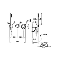 Gessi Anello Смеситель для ванны встраиваемый 2 потребителя, лейка, внешняя часть, цвет: chrome 63345#031