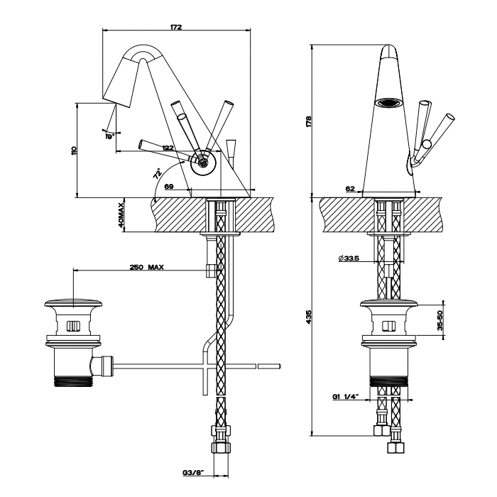 Gessi Cono Смеситель для раковины, однорычажный, цвет хром 45002#031