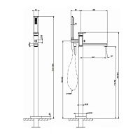 Gessi Eleganza Смеситель для ванны напольный, с ручн. душем, внеш. часть, излив 26 см, цвет: chrome 46131#031