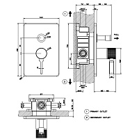 Gessi Inciso Смеситель для ванны встраиваемый на 2 потребителя, внешняя часть, цвет: gold PVD 58079#246