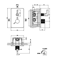 Gessi Inciso Термостат для душа встраиваемый, запорный вентиль, внешняя часть, цвет: chrome 58132#031