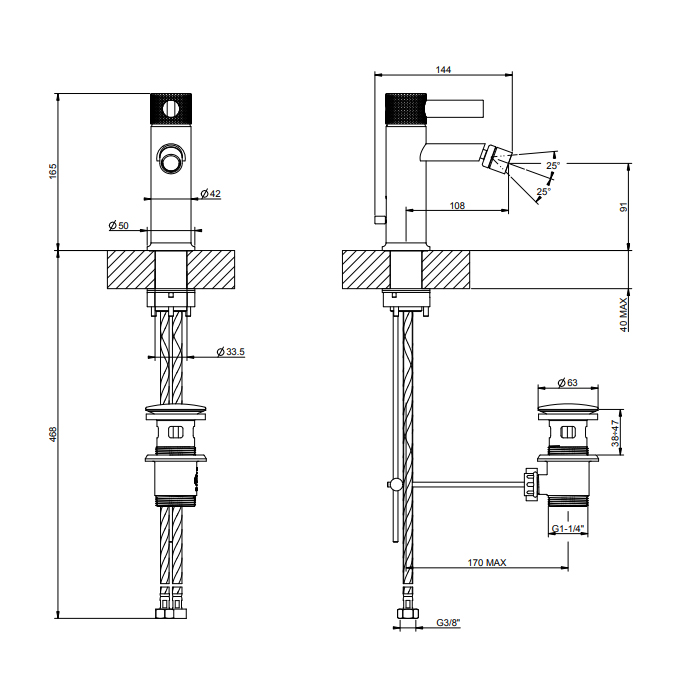 Gessi Inciso Смеситель для биде, однорычажный, с донным клапаном, цвет: chrome 58007#031