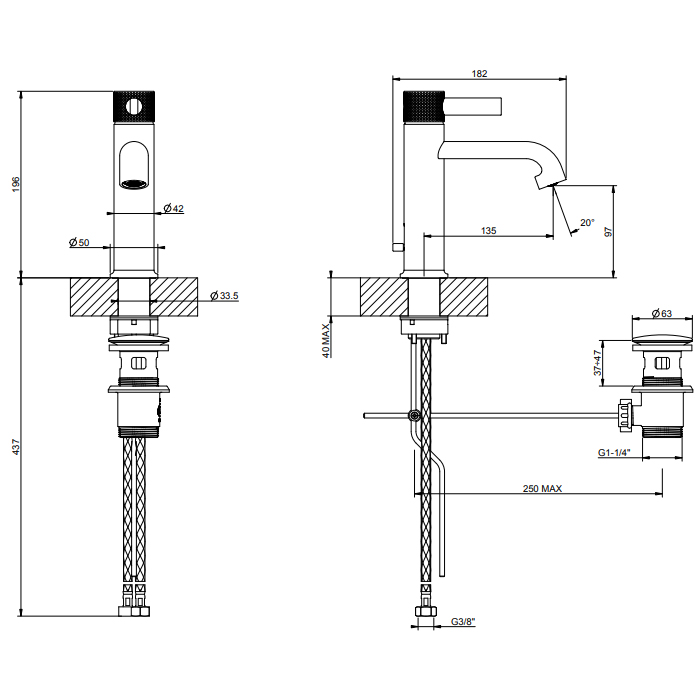 Gessi Inciso Смеситель для раковины цвет хром 58001#031