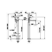 Gessi Ingranaggio Смеситель для ванны напольный, с ручн. душем, внеш. часть, цвет: chrome 63528#031
