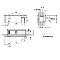 Gessi Rettangolo Смеситель для ванны встраиваемый, 2 потребителя, лейка, внешняя часть, цвет: chrome 44910#031