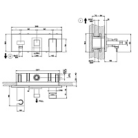 Gessi Rettangolo Смеситель для ванны встраиваемый, 2 потребителя, лейка, цвет: matte black 44911#299