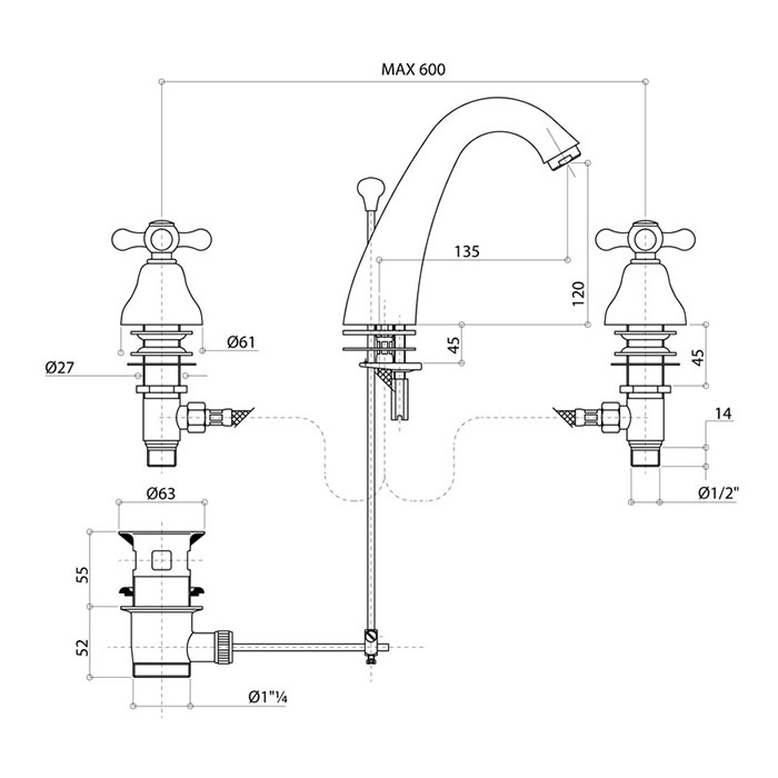 Bongio Axel Смеситель для раковины, цвет золото 15501OR00
