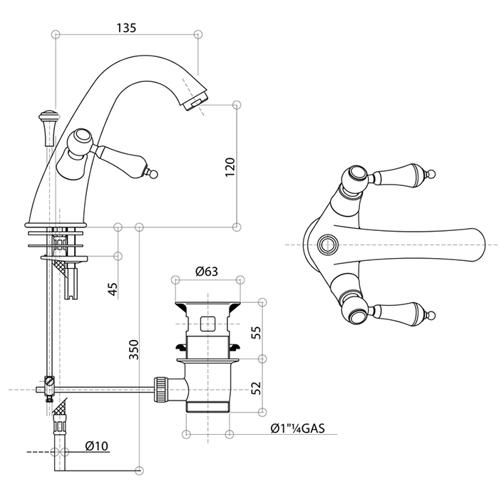 Bongio Capri Смеситель для раковины, цвет золото 17521OR00