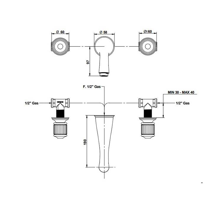 Bongio Cristallo Смеситель для раковины встроенный, цвет: хром/белый 04538CR00