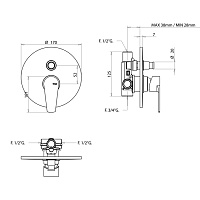 Bongio Pi7 Встраиваемый смеситель для душа, цвет хром 07529CRPR