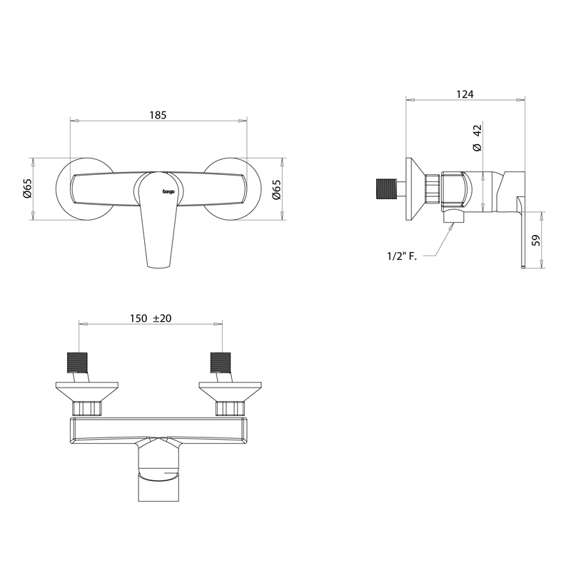 Bongio Pi7 Смеситель для душа, внешний монтаж, цвет: хром 07523CRPR