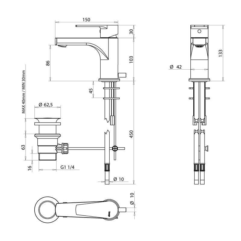 Bongio Pi7 Смеситель для раковины, цвет: хром 07521CRPR