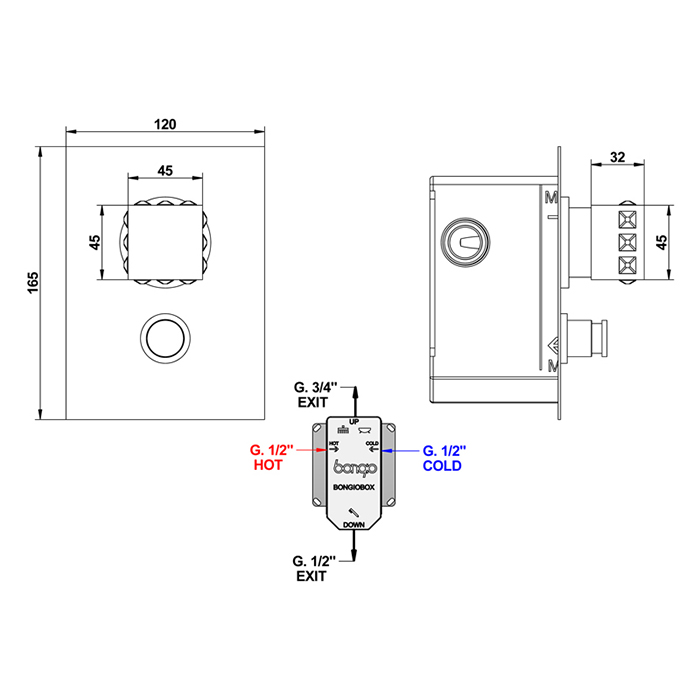 Bongio Pure Glam Встраиваемый смеситель с переключателем, цвет: хром/Swarovski 3P529CR01