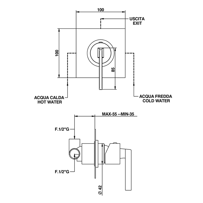 Bongio Myamix Встраиваемый смеситель для душа, цвет черный матовый 46524NEEU