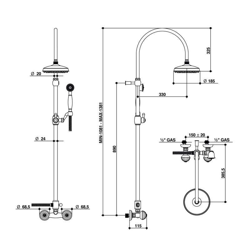 Bongio Radiant Смеситель для душа, цвет хром 02537CR0D