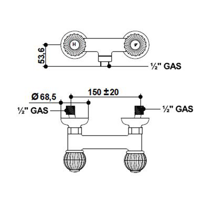 Bongio Rivoli Смеситель для душа, цвет: хром/Cristallo 05523CR00