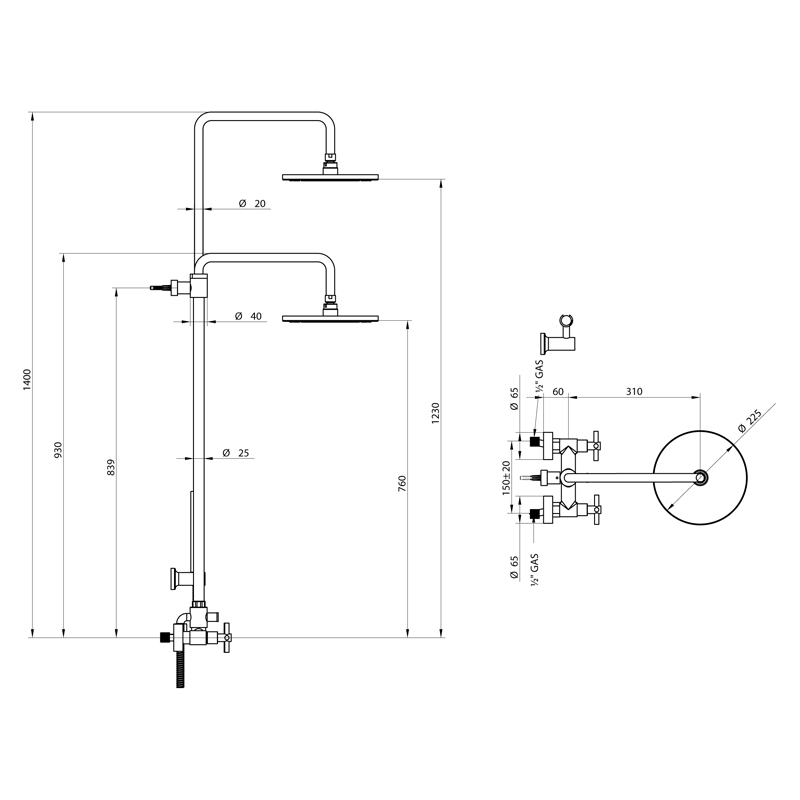Bongio T Cross Смеситель для душа, цвет хром 30537CR0D