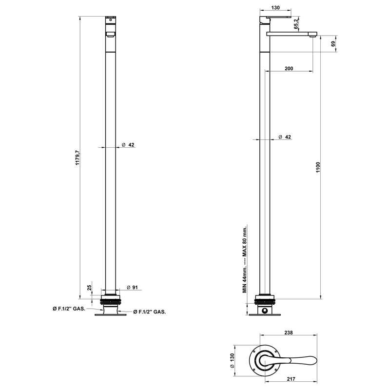 Bongio O'Clock Green Смеситель для раковины напольный, цвет хром 14533CRGR