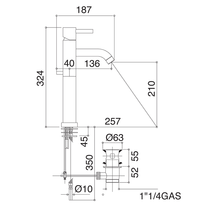 Bongio T Mix Смеситель для раковины, цвет золото 32532OR