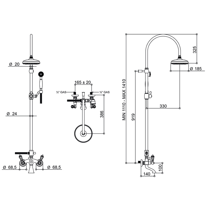 Bongio Impero Смеситель для ванны, цвет золото/Swarovski 06536OR0D