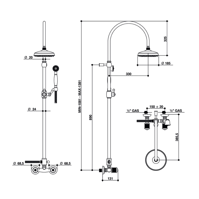 Bongio Impero Смеситель для душа, цвет хром/Swarovski 06537CR0D