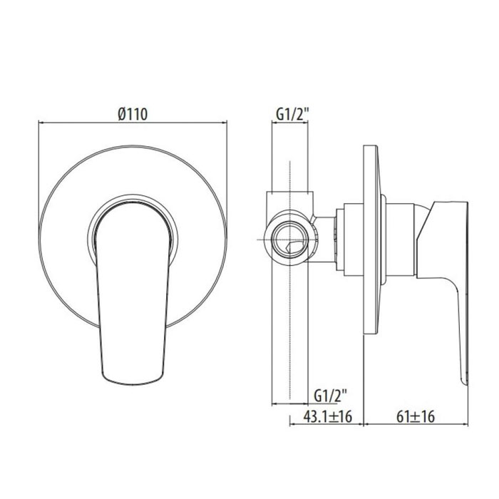 Gattoni H2Omix3000 Встраиваемый смеситель для душа, цвет: хром 3030/30C0cr
