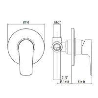 Gattoni H2Omix3000 Встраиваемый смеситель для душа, цвет: хром 3030/30C0cr