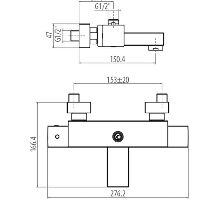 Gattoni Termostatici Смеситель термостатический для ванны, выпуск сверху, цвет хром TSQU20500C0cr