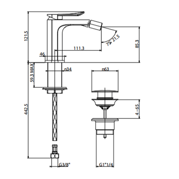 Gattoni Soffio Смеситель для биде, однорычажный, цвет хром 8150/81C0cr